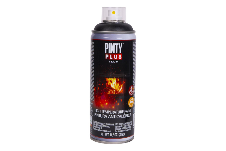 PINTY PLUS Tech hőálló festék aer. fekete 600 °C 400 ml