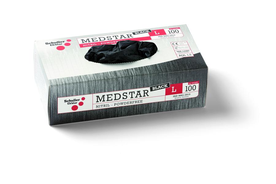 Schuller Medstar Black L/9" egyszer használatos Nitril kesztyű pudermentes