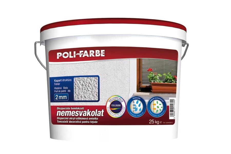 PoliFarbe nemesvakolat 25 kg 2 mm kapart Fehér